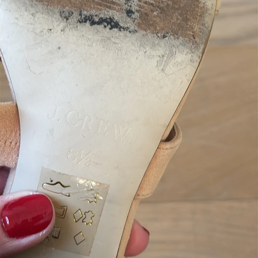 J.Crew Tan Suede Strappy Sandal with Wood Block Heel | Size 8.5 - Picture 8 of 11